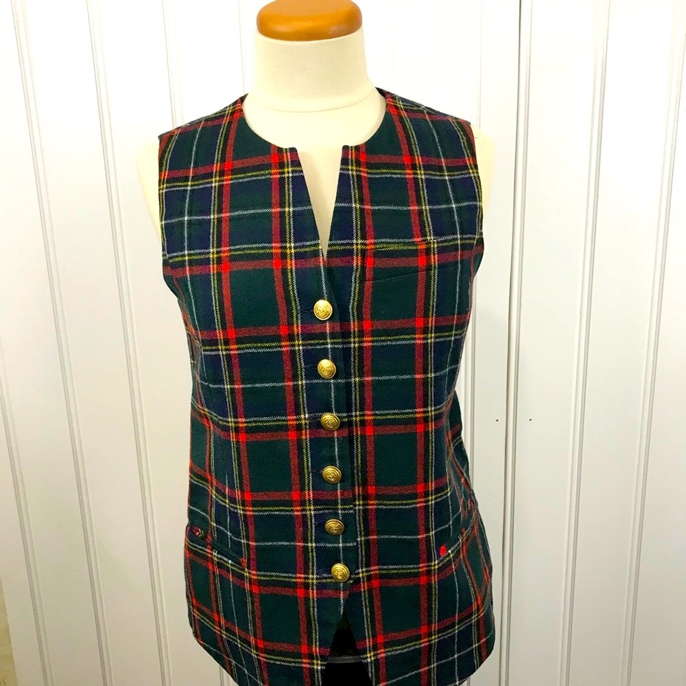 Giorgio Sant Angelo plaid wool vest size Small